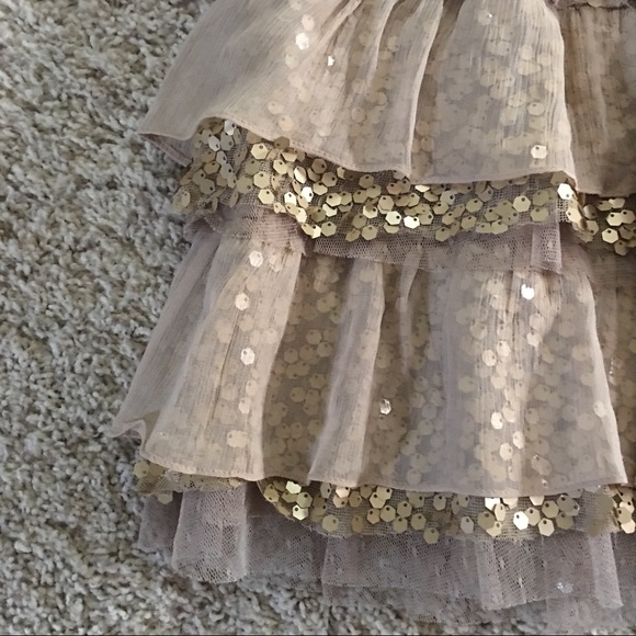 BCBG MAXAZRIA Gold Ruffle Formal Dress - Picture 4 of 6